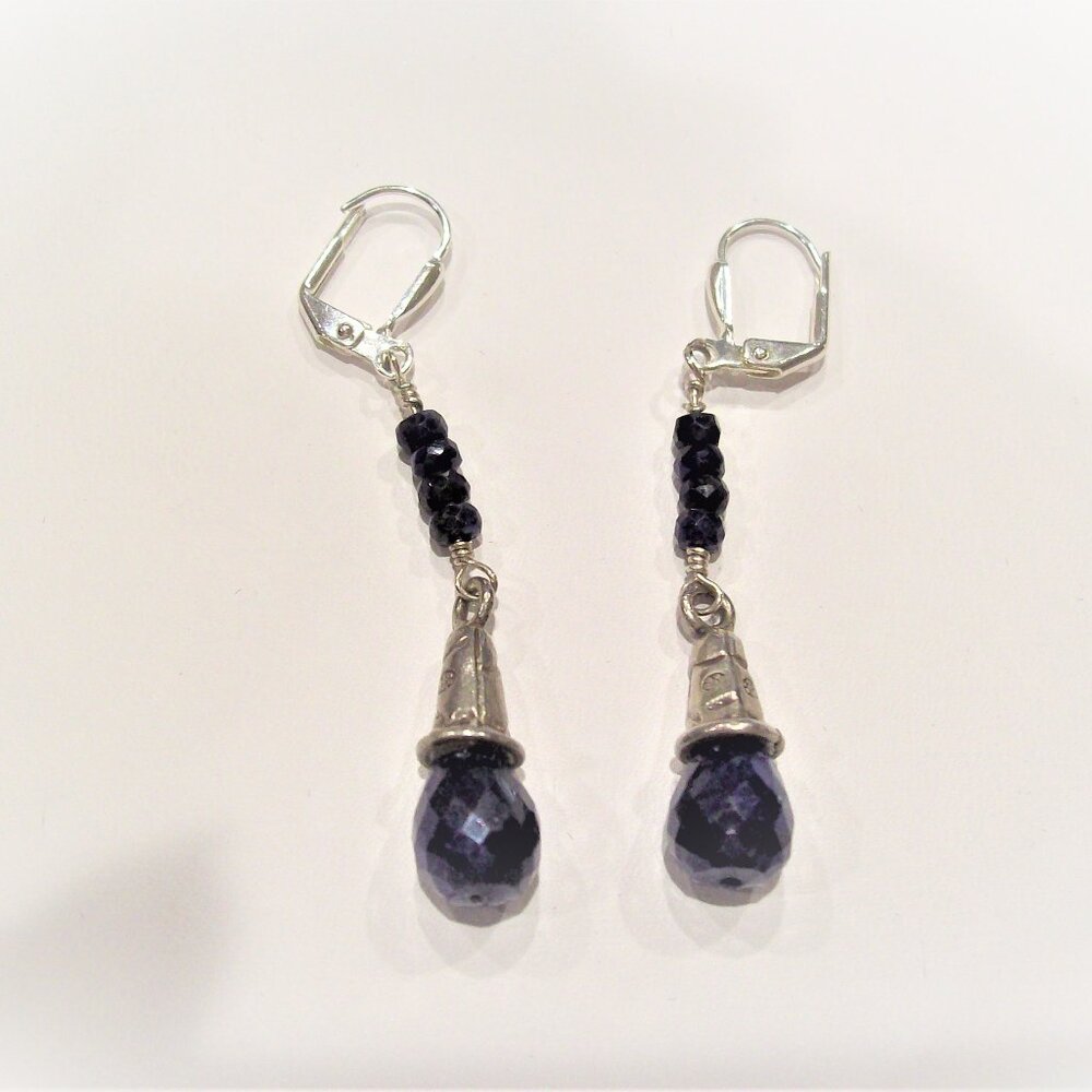 New Boho Style Sapphire & Sterling Silver Earrings